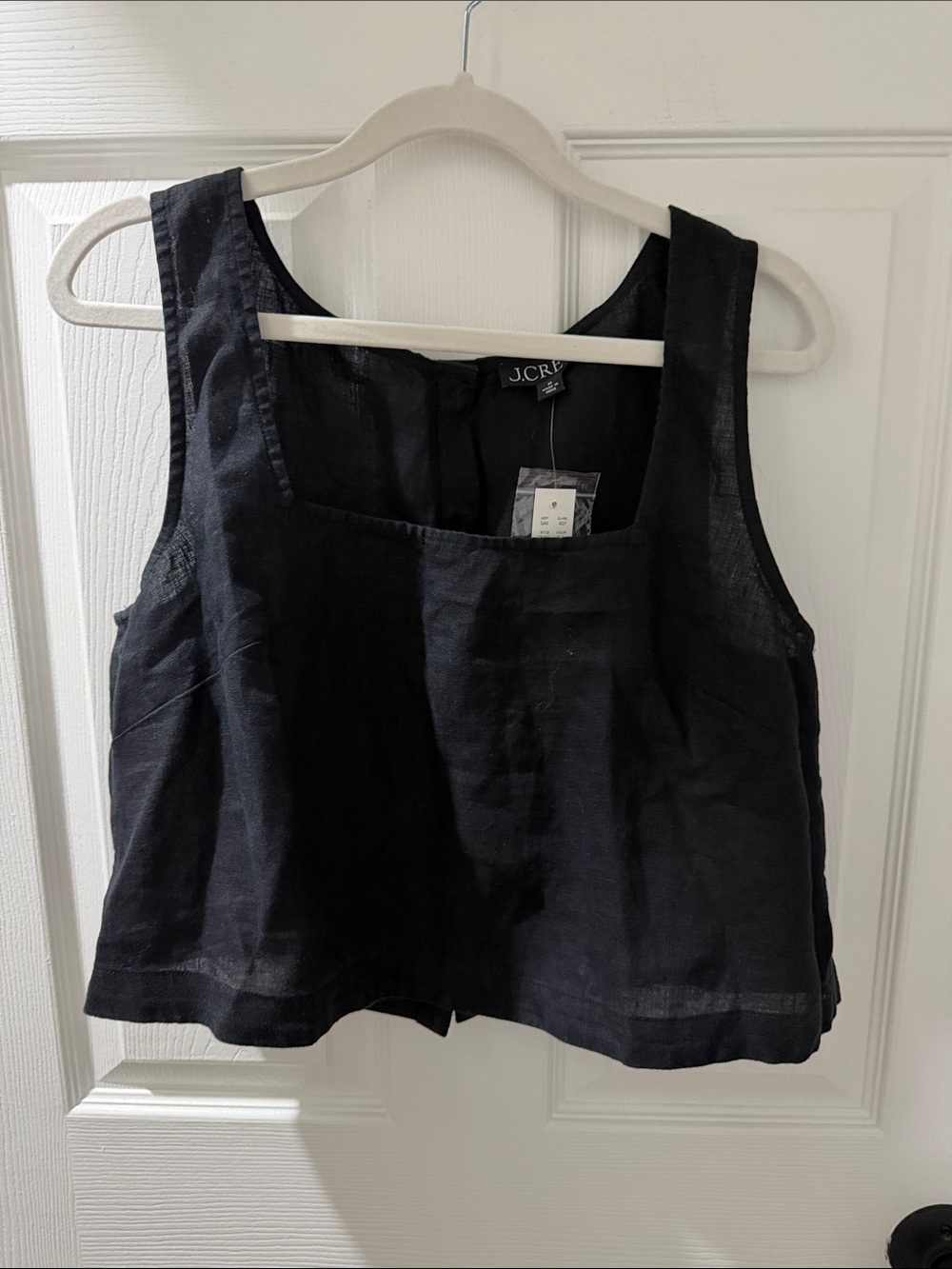 J. Crew Black Square-Neck Linen Tank